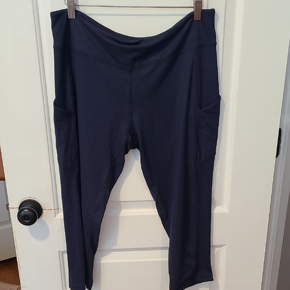 NWOT RM Plus Size Navy Blue Yoga Pants Leggings With Pockets